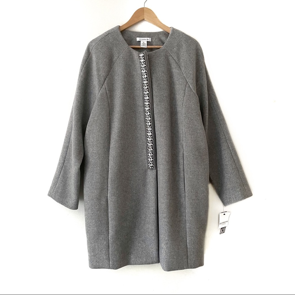 Liz Claiborne Embellished Gray Coat